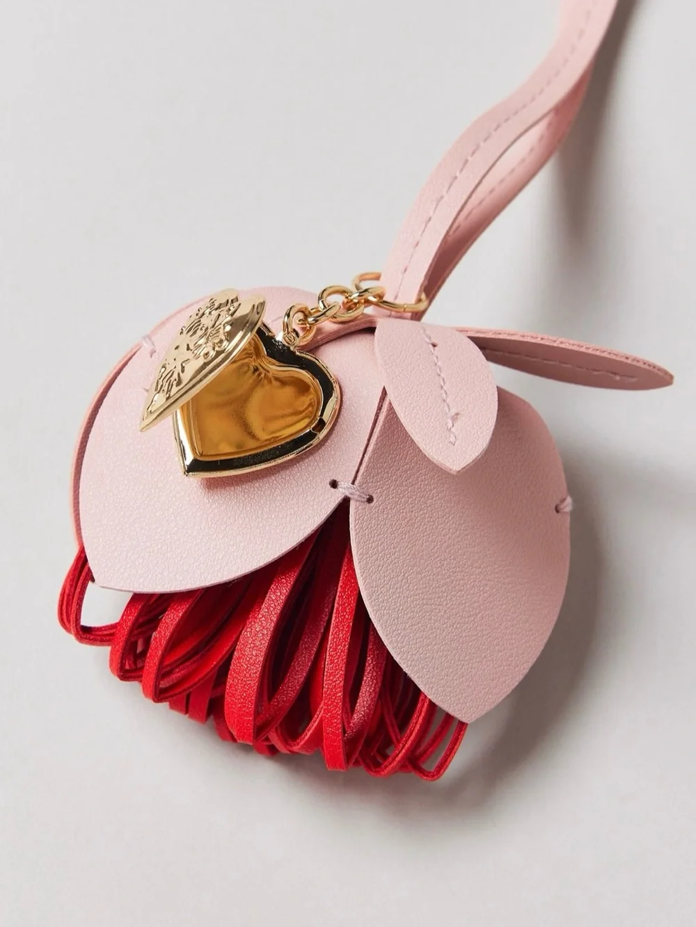 Pink Superbloom Floral Faux Leather Keychain Bag Charm
